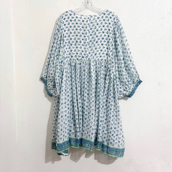 NWT Daughters Of India Kyra Mini Dress in Azure Blue & White Floral - Picture 8 of 12